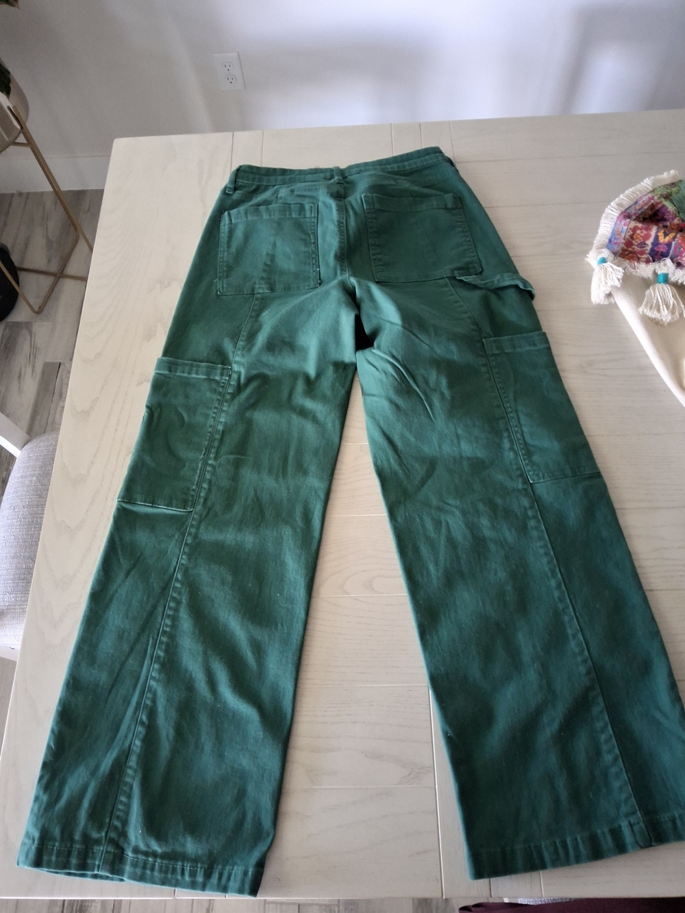 girl-ish Dark Green Cargo Utility Pants with Multiple Pockets